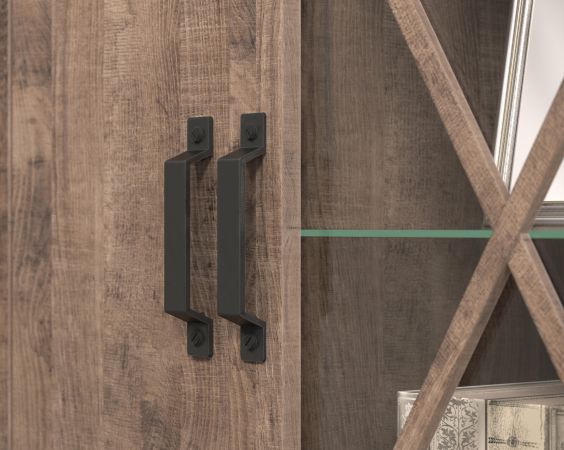 Vitrine Georgia in Eiche Tabak und Matera grau Highboard 114 x 142 cm