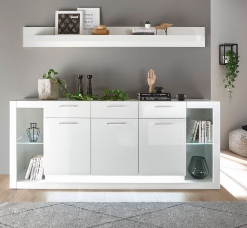 Sideboard Ladis in wei Hochglanz Kommode 198 x 83 cm