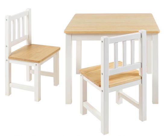 BOMI Kindersitzgruppe Amy in wei und natur Sitzgruppe Kindertisch und 2 x Stuhl