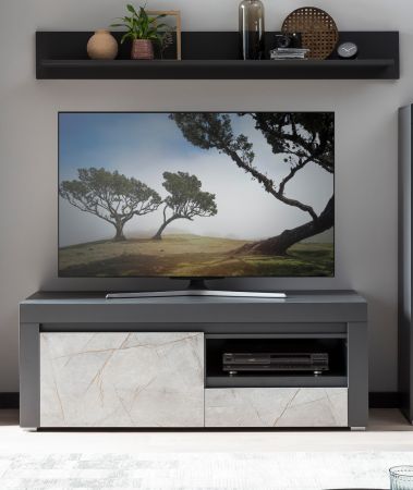 TV-Lowboard Airen in anthrazit und Marmor Optik grau TV Unterteil 140 cm