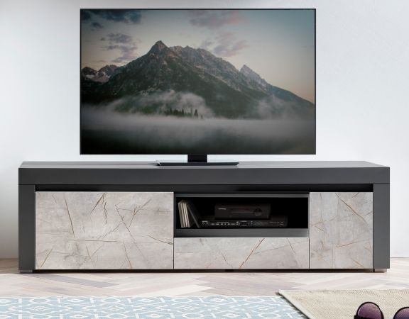 TV-Lowboard Airen in anthrazit und Marmor Optik grau TV Unterteil 180 cm