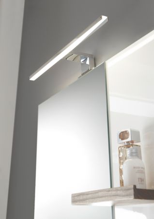 Badmbel Set Dense in wei Lack Hochglanz und Eiche Badkombination MIT Waschbecken und Badlampe 60 x 200 cm hngend / stehend