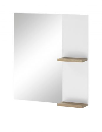 Badmbel Set Dense in wei Lack Hochglanz und Eiche Badkombination MIT Waschbecken und Badlampe 60 x 200 cm hngend / stehend