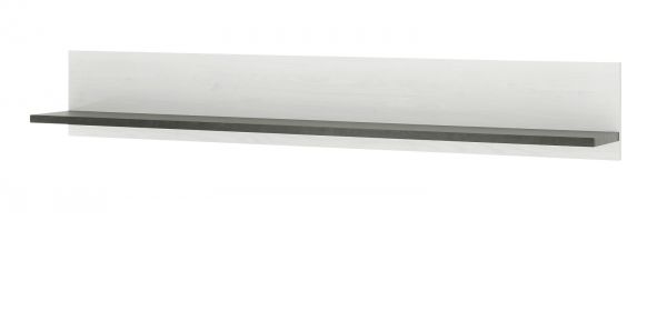 Brombel komplett Set Stove in wei Pinie und anthrazit Landhaus mit Aktenregal, Kommode und Wandregal