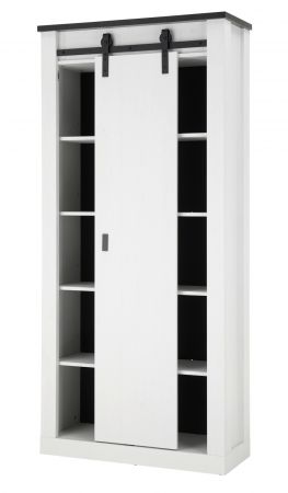 Flurschrank Stove in wei Pinie und anthrazit Landhaus Schuhschrank 93 x 201 cm Mehrzweckschrank