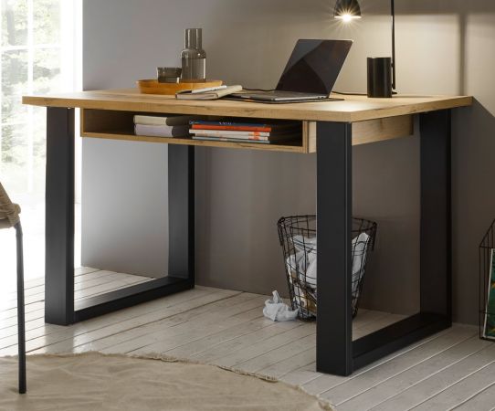 Schreibtisch Stove in Old Style hell und anthrazit Laptoptisch fr Homeoffice und Bro 125 x 60 cm