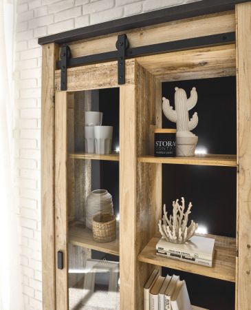 Buffetschrank Stove in Old Style hell und anthrazit Vitrinenschrank 133 x 201 cm
