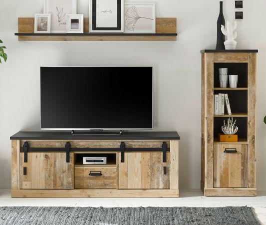 Regal Stove in Old Style hell und anthrazit Regalschrank 51 x 146 cm