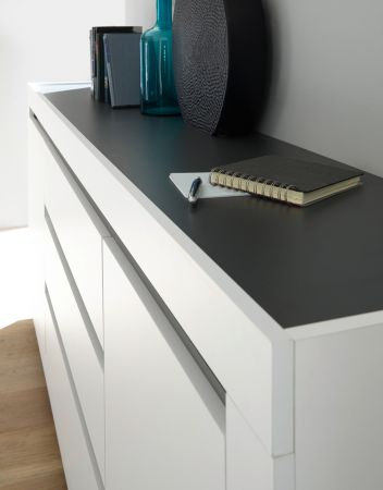 Sideboard Rooky in wei und anthrazit Wohnzimmer Esszimmer Kommode 200 x 91 cm