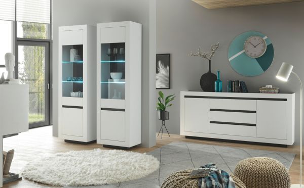 Sideboard Rooky in wei und anthrazit Wohnzimmer Esszimmer Kommode 200 x 91 cm