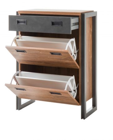 Schuhschrank Auburn in Eiche Stirling und Matera grau Schuhkipper 75 x 100 cm