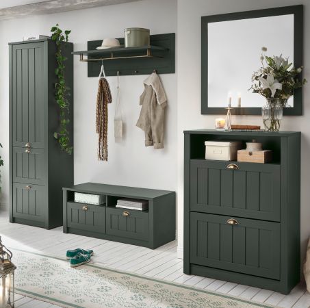 Garderobenkombination Forres in grn Landhausstil Garderobe Set 5-teilig 282 x 198 cm