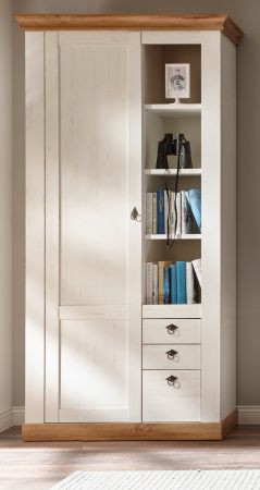 Stauraumschrank Hemsby in wei Pinie und Eiche Wotan Landhaus Mehrzweckschrank 102 x 204 cm