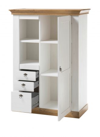 Wohnwand Hemsby in wei Pinie und Eiche Wotan Landhaus Schrankwand 4-teilig 376 x 204 cm