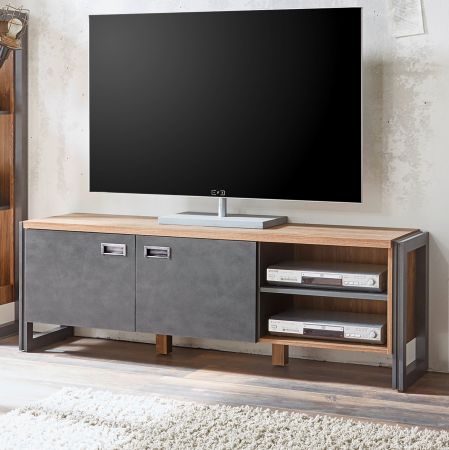 TV-Lowboard Auburn in Eiche Stirling und Matera grau TV Unterteil 156 x 53 cm