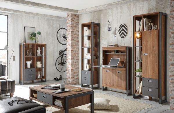 TV-Lowboard Auburn in Eiche Stirling und Matera grau TV Unterteil 156 x 53 cm