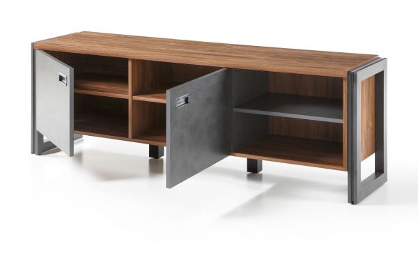 TV-Lowboard Auburn in Eiche Stirling und Matera grau TV Unterteil 156 x 53 cm