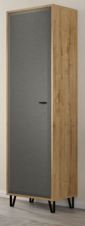 Garderobenschrank Blanshe in Filz grau und Eiche Navarra Garderobe oder groer Schuhschrank 60 x 200 cm