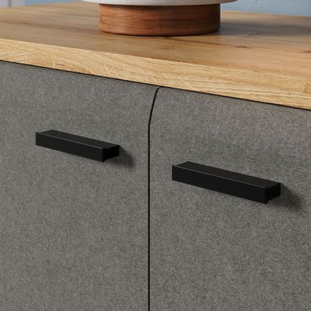 Garderobenschrank Blanshe in Filz grau und Eiche Navarra Garderobe oder groer Schuhschrank 60 x 200 cm
