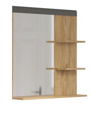 Garderobenspiegel Blanshe in Eiche Navarra und Filz grau Spiegel mit Ablage 79 x 85 cm