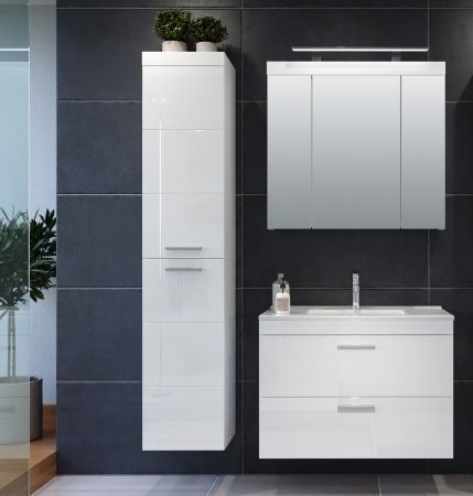 Badezimmer Spiegelschrank Devon in wei Badschrank 3-trig 80 x 75 cm