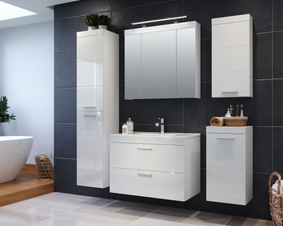 Badezimmer Spiegelschrank Devon in wei Badschrank 3-trig 80 x 75 cm
