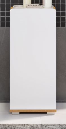 Badezimmer Unterschrank Ciara in wei� Hochglanz und Eiche Artisan Badschrank 37 x 82 cm Badkommode