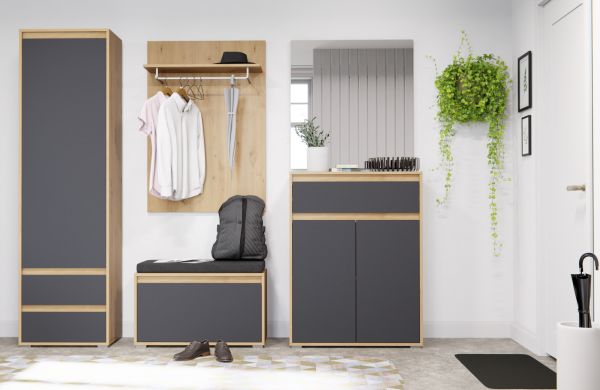 Garderobenspiegel Torino in Eiche Flur Diele Wandspiegel 76 x 80 cm