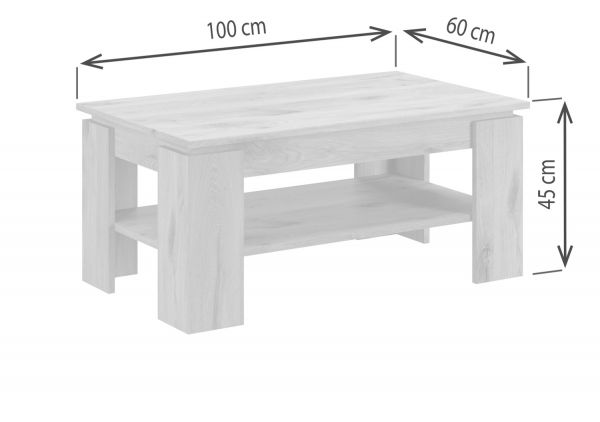 Couchtisch Titan in Nox Eiche Beistelltisch mit Ablage 100 x 60 cm