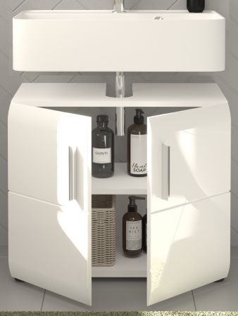 Waschbeckenunterschrank Ice in wei Hochglanz Badezimmer Unterschrank 60 x 54 cm