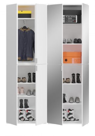 Garderobe mit Spiegel ProjektX in wei Hochglanz Garderobenschrank mit Spiegeltr 243 x 193 cm