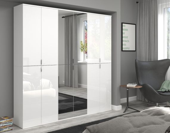 Garderobe mit Spiegel ProjektX in wei Hochglanz Mehrzweckschrank mit Spiegeltr 183 x 193 cm