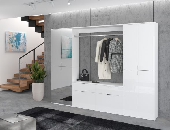 Garderobe mit Spiegel ProjektX in wei Hochglanz Mehrzweckschrank mit Spiegeltr 183 x 193 cm