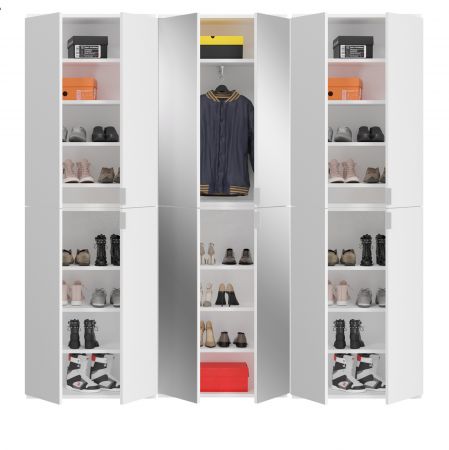 Garderobe mit Spiegel ProjektX in wei Hochglanz Mehrzweckschrank mit Spiegeltr 183 x 193 cm