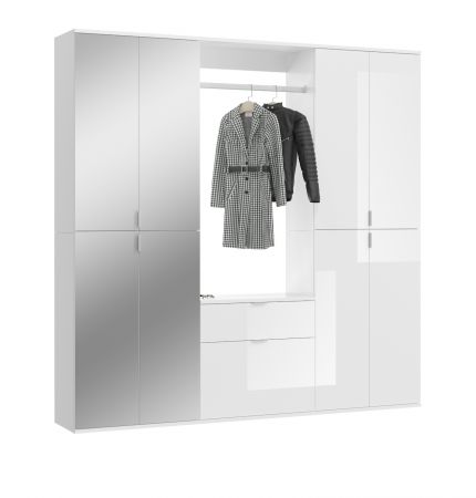 Garderobenschrank mit Spiegel ProjektX in wei Hochglanz Flurgarderobe mit Spiegeltr 183 x 193 cm