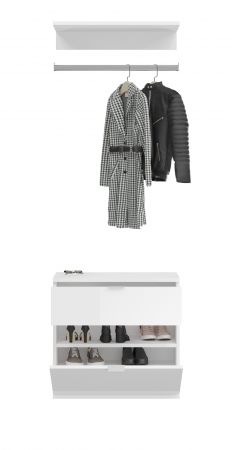 Garderobenschrank mit Spiegel ProjektX in wei Hochglanz Kleiderschrank mit Spiegeltr 213 x 193 cm