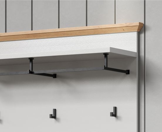 Garderobenpaneel Landside in grau und Eiche Artisan Landhaus Wandgarderobe 91 x 106 cm
