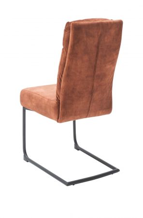 2 x Stuhl Lampang in rostbraun Vintage Velours-Optik Freischwinger mit Taschenfederkern Esszimmerstuhl 2er Set