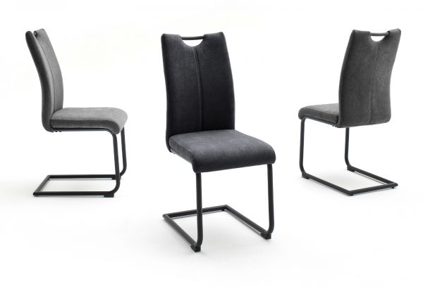 4 x Stuhl Adana in grau Freischwinger Esszimmerstuhl 4er Set mit Komfortsitzhhe