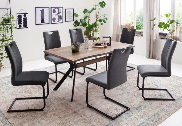 4 x Stuhl Adana in grau Freischwinger Esszimmerstuhl 4er Set mit Komfortsitzhhe