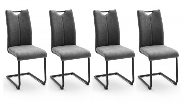 4 x Stuhl Adana in grau Freischwinger Esszimmerstuhl 4er Set mit Komfortsitzhhe