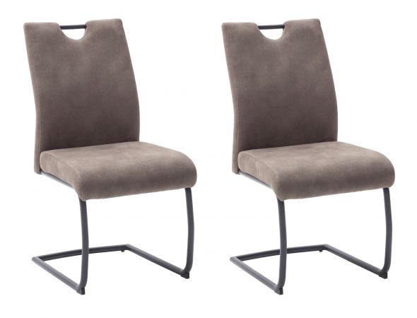2 x Stuhl Acroma in sand Antik-Look Freischwinger Esszimmerstuhl 2er Set mit Komfortsitzhhe bis 150 kg