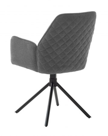 2 x Stuhl Acandi in grau Chenille-Optik mit Armlehne 180 drehbar Esszimmerstuhl 2er Set mit Komfortsitzhhe