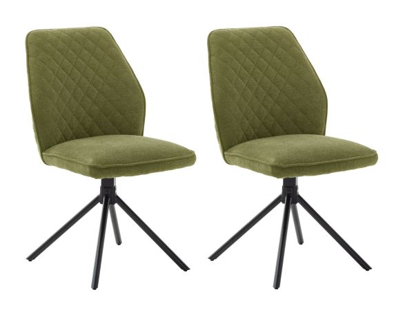 2 x Stuhl Acandi in olive Chenille-Optik 4-Fustuhl 180 drehbar Esszimmerstuhl 2er Set mit Komfortsitzhhe