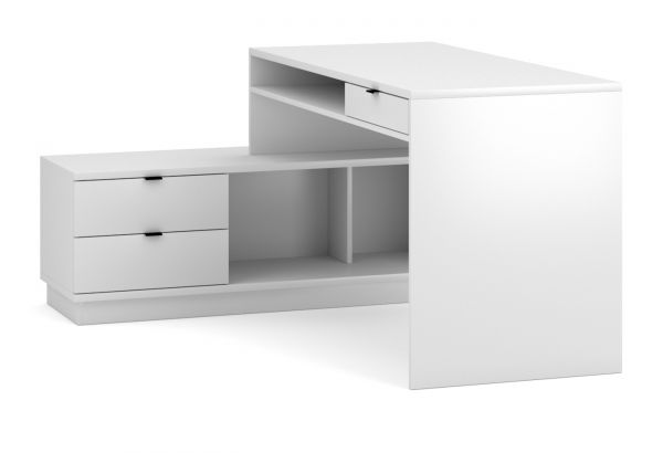Eckschreibtisch Modul in wei Schreibtisch mit Stauraum fr Homeoffice und Bro 150 x 120 cm