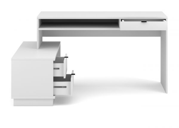 Eckschreibtisch Modul in wei Schreibtisch mit Stauraum fr Homeoffice und Bro 150 x 120 cm