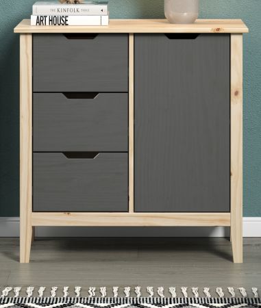 Kommode Latera in Massivholz Kiefer grau lackiert Wohn- und Esszimmer Sideboard 78 x 79 cm