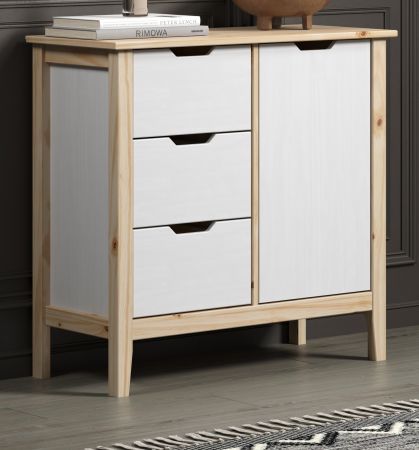 Kommode Latera in Massivholz Kiefer wei lackiert Wohn- und Esszimmer Sideboard 78 x 79 cm