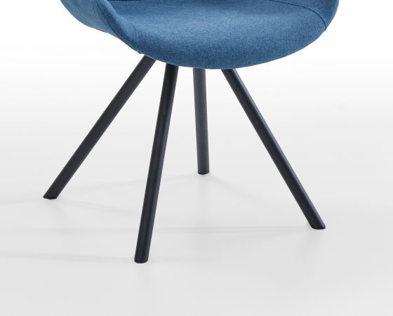 2 x Stuhl Meran in blau und Metallgestell schwarz Esszimmerstuhl 2er Set