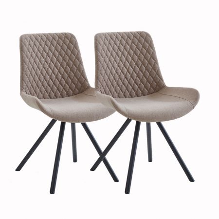 2 x Stuhl Meran in hellbraun und Metallgestell schwarz Esszimmerstuhl 2er Set
